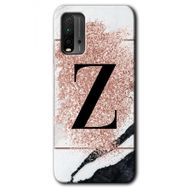 Xiaomi Redmi 9T Pembe Mermer Desenli Z Harfi Baskılı Uyumlu Silikon Kılıf
