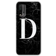 Xiaomi Redmi 9T Siyah Mermer Desenli D Harfi Baskılı Uyumlu Silikon Kılıf