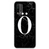 Xiaomi Redmi 9T Siyah Mermer Desenli O Harfi Baskılı Uyumlu Silikon Kılıf