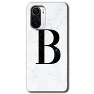 Xiaomi Redmi K40 Beyaz Mermer Desenli B Harfi Baskılı Uyumlu Silikon Kılıf
