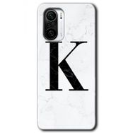 Xiaomi Redmi K40 Beyaz Mermer Desenli K Harfi Baskılı Uyumlu Silikon Kılıf