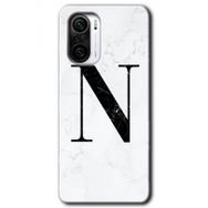 Xiaomi Redmi K40 Beyaz Mermer Desenli N Harfi Baskılı Uyumlu Silikon Kılıf