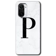 Xiaomi Redmi K40 Beyaz Mermer Desenli P Harfi Baskılı Uyumlu Silikon Kılıf