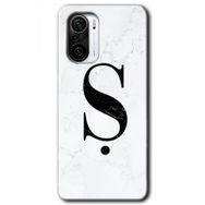 Xiaomi Redmi K40 Beyaz Mermer Desenli S Harfi Baskılı Uyumlu Silikon Kılıf