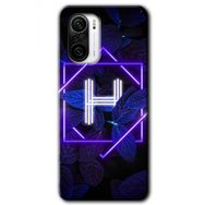 Xiaomi Redmi K40 Dark Neon Yaprak H Harfi Baskılı Uyumlu Silikon Kılıf