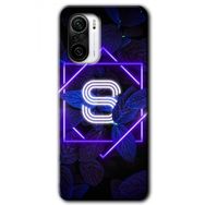 Xiaomi Redmi K40 Dark Neon Yaprak Ş Harfi Baskılı Uyumlu Silikon Kılıf