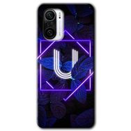 Xiaomi Redmi K40 Dark Neon Yaprak Ü Harfi Baskılı Uyumlu Silikon Kılıf