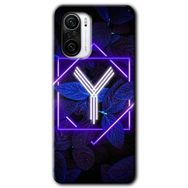 Xiaomi Redmi K40 Dark Neon Yaprak Y Harfi Baskılı Uyumlu Silikon Kılıf