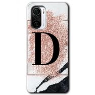 Xiaomi Redmi K40 Pembe Mermer Desenli D Harfi Baskılı Uyumlu Silikon Kılıf