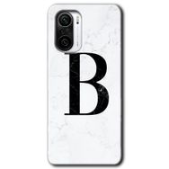 Xiaomi Redmi K40 Pro Beyaz Mermer Desenli B Harfi Baskılı Uyumlu Silikon Kılıf