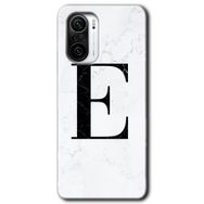 Xiaomi Redmi K40 Pro Beyaz Mermer Desenli E Harfi Baskılı Uyumlu Silikon Kılıf