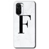 Xiaomi Redmi K40 Pro Beyaz Mermer Desenli F Harfi Baskılı Uyumlu Silikon Kılıf