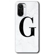 Xiaomi Redmi K40 Pro Beyaz Mermer Desenli G Harfi Baskılı Uyumlu Silikon Kılıf