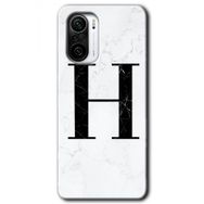 Xiaomi Redmi K40 Pro Beyaz Mermer Desenli H Harfi Baskılı Uyumlu Silikon Kılıf
