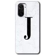 Xiaomi Redmi K40 Pro Beyaz Mermer Desenli J Harfi Baskılı Uyumlu Silikon Kılıf