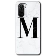 Xiaomi Redmi K40 Pro Beyaz Mermer Desenli M Harfi Baskılı Uyumlu Silikon Kılıf