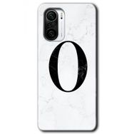 Xiaomi Redmi K40 Pro Beyaz Mermer Desenli O Harfi Baskılı Uyumlu Silikon Kılıf