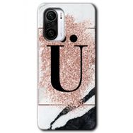 Xiaomi Redmi K40 Pro Pembe Mermer Desenli U Harfi Baskılı Uyumlu Silikon Kılıf