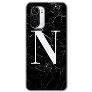 Xiaomi Redmi K40 Pro Siyah Mermer Desenli N Harfi Baskılı Uyumlu Silikon Kılıf