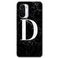 Xiaomi Redmi K40 Siyah Mermer Desenli D Harfi Baskılı Uyumlu Silikon Kılıf