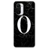 Xiaomi Redmi K40 Siyah Mermer Desenli Ö Harfi Baskılı Uyumlu Silikon Kılıf