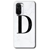 Xiaomi Redmi Mi 11I Beyaz Mermer Desenli D Harfi Baskılı Uyumlu Silikon Kılıf