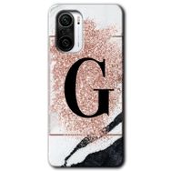 Xiaomi Redmi Mi 11I Pembe Mermer Desenli G Harfi Baskılı Uyumlu Silikon Kılıf