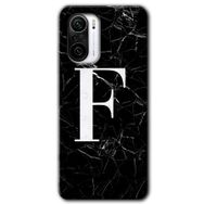 Xiaomi Redmi Mi 11I Siyah Mermer Desenli F Harfi Baskılı Uyumlu Silikon Kılıf