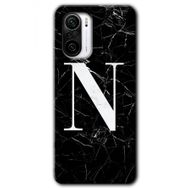 Xiaomi Redmi Mi 11I Siyah Mermer Desenli N Harfi Baskılı Uyumlu Silikon Kılıf