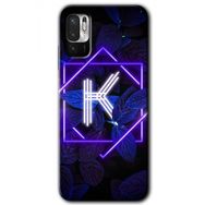 Xiaomi Redmi Note 10 5G Dark Neon Yaprak K Harfi Baskılı Uyumlu Silikon Kılıf