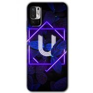 Xiaomi Redmi Note 10 5G Dark Neon Yaprak Ü Harfi Baskılı Uyumlu Silikon Kılıf