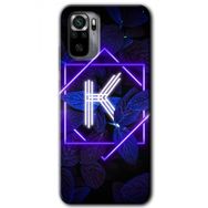 Xiaomi Redmi Note 10 Dark Neon Yaprak K Harfi Baskılı Uyumlu Silikon Kılıf