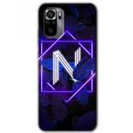 Xiaomi Redmi Note 10 Dark Neon Yaprak N Harfi Baskılı Uyumlu Silikon Kılıf