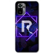 Xiaomi Redmi Note 10 Dark Neon Yaprak R Harfi Baskılı Uyumlu Silikon Kılıf