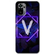 Xiaomi Redmi Note 10 Dark Neon Yaprak V Harfi Baskılı Uyumlu Silikon Kılıf