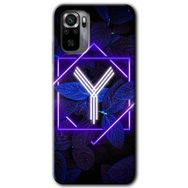 Xiaomi Redmi Note 10 Dark Neon Yaprak Y Harfi Baskılı Uyumlu Silikon Kılıf