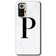 Xiaomi Redmi Note 10 Pro Beyaz Mermer Desenli P Harfi Baskılı Uyumlu Silikon Kılıf