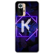 Xiaomi Redmi Note 10 Pro Dark Neon Yaprak K Harfi Baskılı Uyumlu Silikon Kılıf