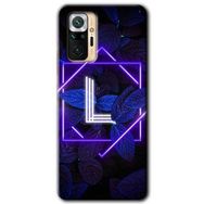 Xiaomi Redmi Note 10 Pro Dark Neon Yaprak L Harfi Baskılı Uyumlu Silikon Kılıf