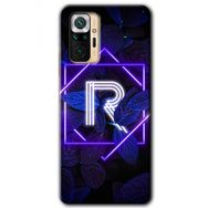 Xiaomi Redmi Note 10 Pro Dark Neon Yaprak R Harfi Baskılı Uyumlu Silikon Kılıf