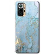 Xiaomi Redmi Note 10 Pro Mavi Gold Mermer Baskılı Uyumlu Silikon Kılıf