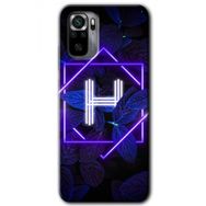 Xiaomi Redmi Note 10S Dark Neon Yaprak H Harfi Baskılı Uyumlu Silikon Kılıf