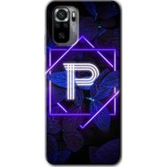 Xiaomi Redmi Note 10S Dark Neon Yaprak P Harfi Baskılı Uyumlu Silikon Kılıf