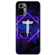 Xiaomi Redmi Note 10S Dark Neon Yaprak T Harfi Baskılı Uyumlu Silikon Kılıf