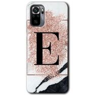 Xiaomi Redmi Note 10S Pembe Mermer Desenli E Harfi Baskılı Uyumlu Silikon Kılıf