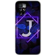 Xiaomi Redmi Note 11 4G Dark Neon Yaprak J Harfi Baskılı Uyumlu Silikon Kılıf
