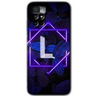 Xiaomi Redmi Note 11 4G Dark Neon Yaprak L Harfi Baskılı Uyumlu Silikon Kılıf