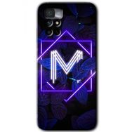 Xiaomi Redmi Note 11 4G Dark Neon Yaprak M Harfi Baskılı Uyumlu Silikon Kılıf