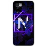 Xiaomi Redmi Note 11 4G Dark Neon Yaprak N Harfi Baskılı Uyumlu Silikon Kılıf