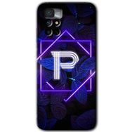 Xiaomi Redmi Note 11 4G Dark Neon Yaprak P Harfi Baskılı Uyumlu Silikon Kılıf